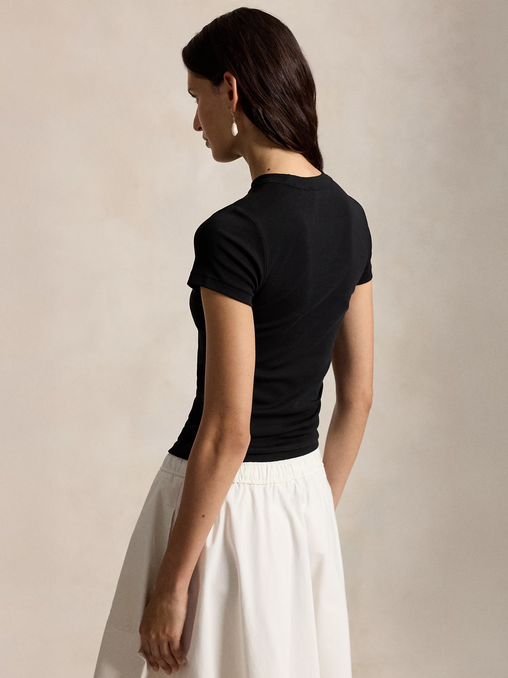 RALPH LAUREN WOMEN Big Pony Stretch Cotton Tee Black
