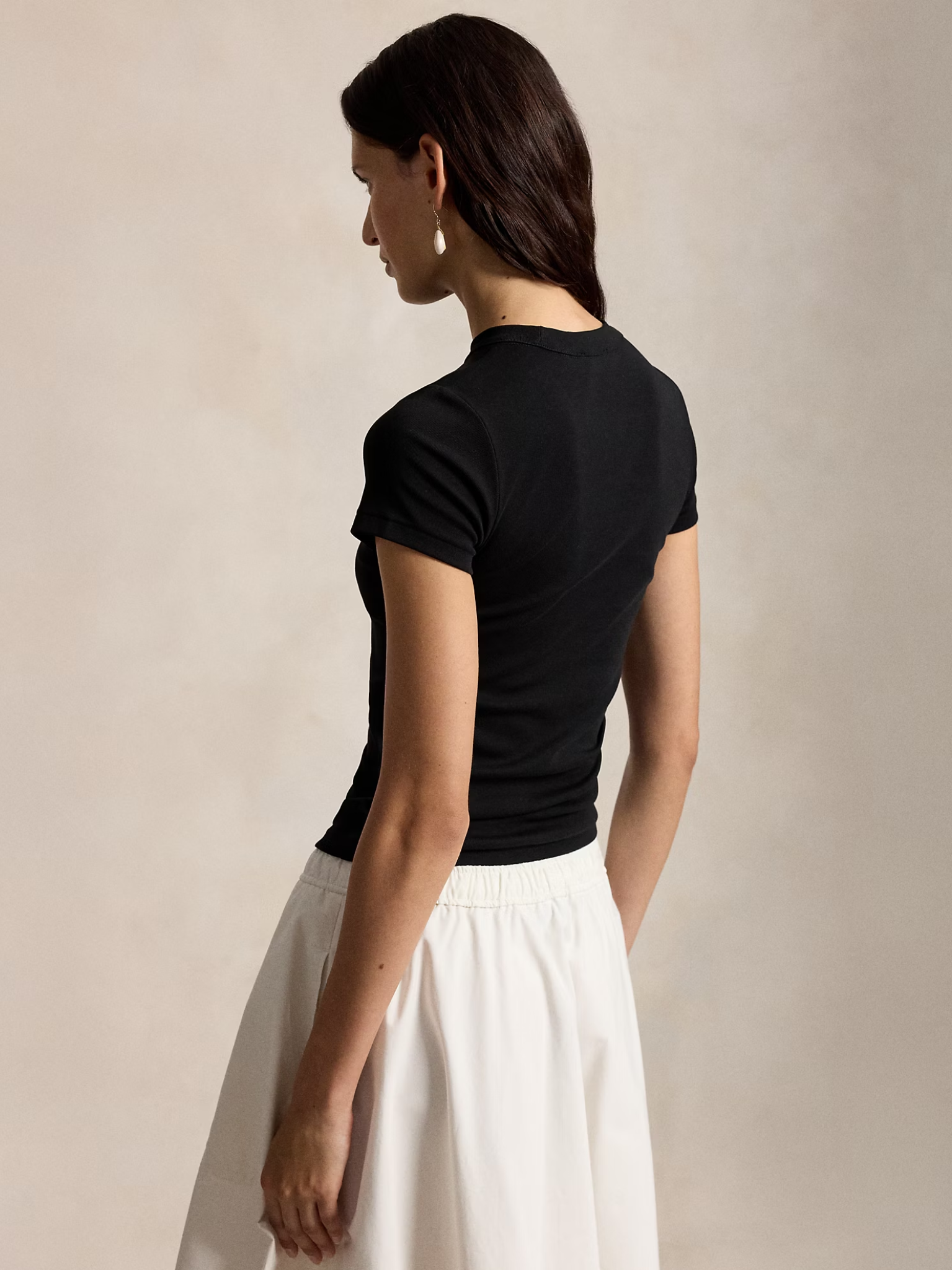 RALPH LAUREN WOMEN Big Pony Stretch Cotton Tee Black