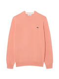 LACOSTE Monochrome Crew Neck Cotton Sweater Coral Pink