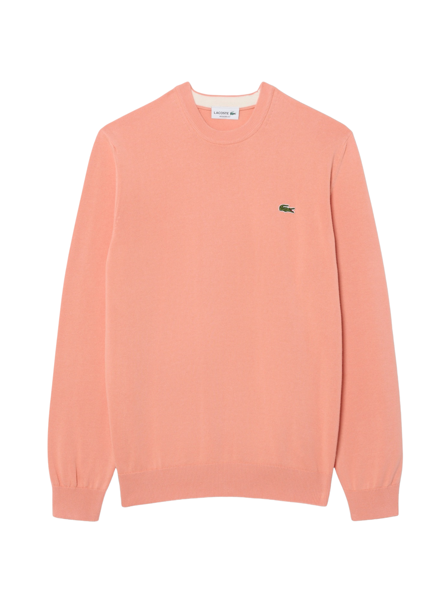 LACOSTE Monochrome Crew Neck Cotton Sweater Coral Pink