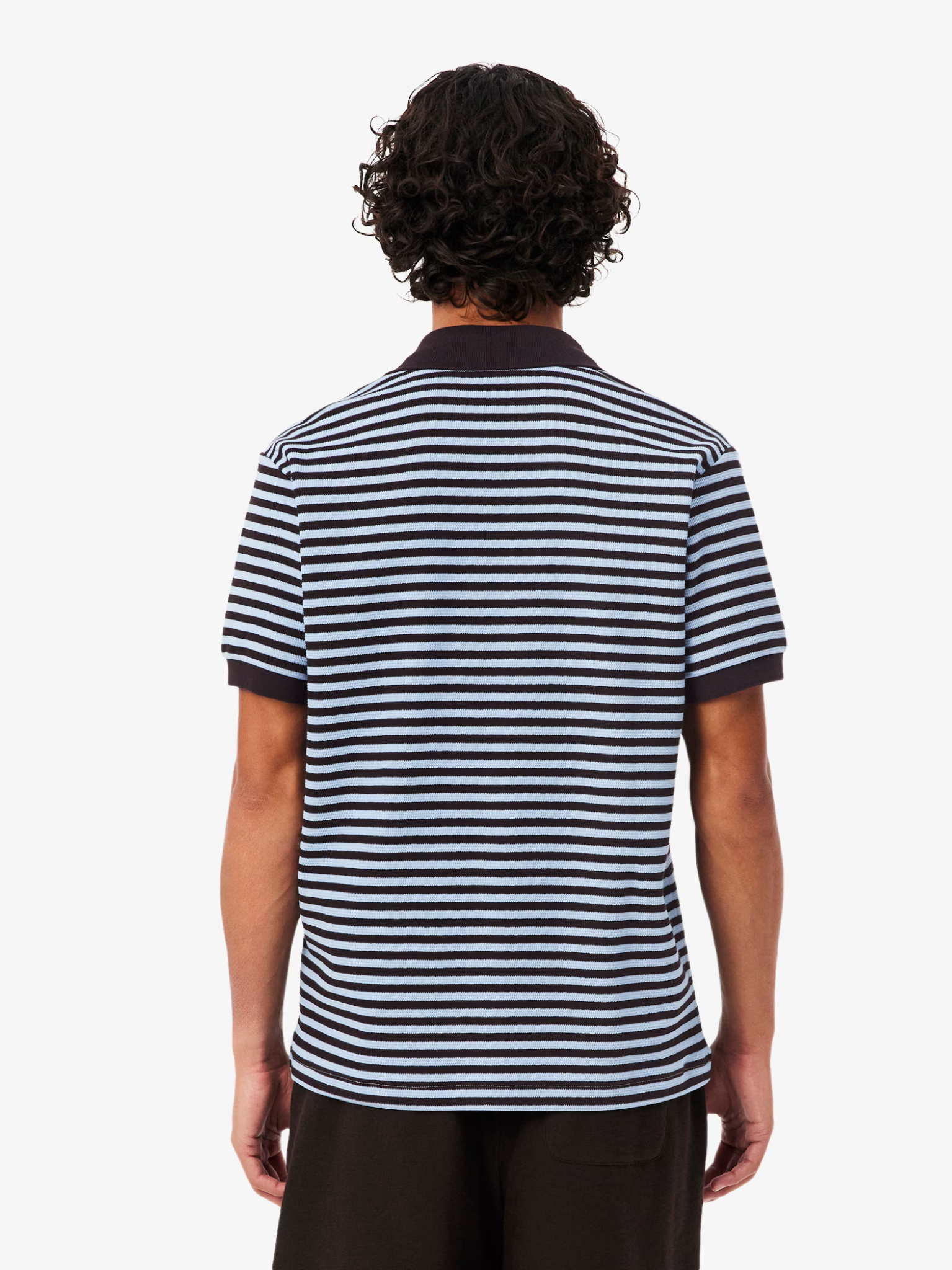 LACOSTE Classic Fit Textured Striped Polo Shirt Blue