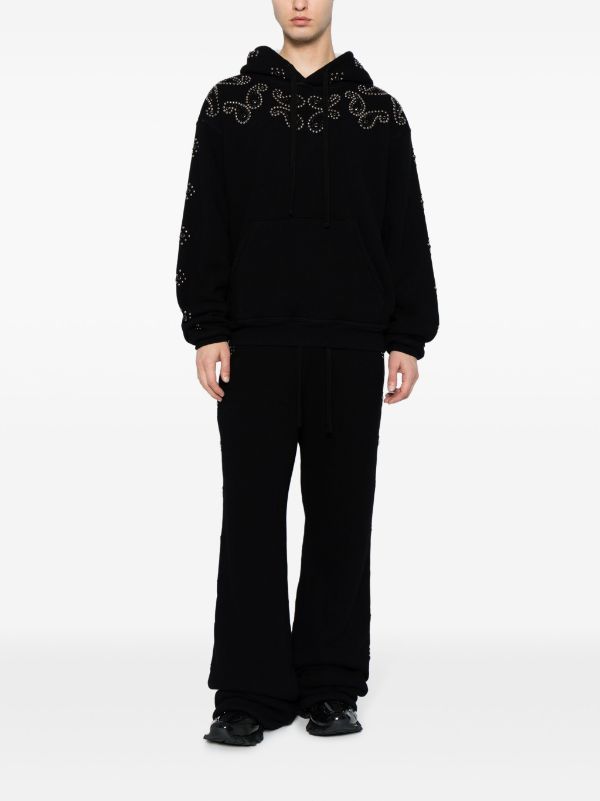 COUT DE LA LIBERTE Alan Fleece Sherpa Flare Joggers Paisley Stud&Stone Black