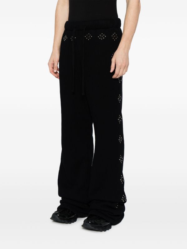 COUT DE LA LIBERTE Alan Fleece Sherpa Flare Joggers Paisley Stud&Stone Black