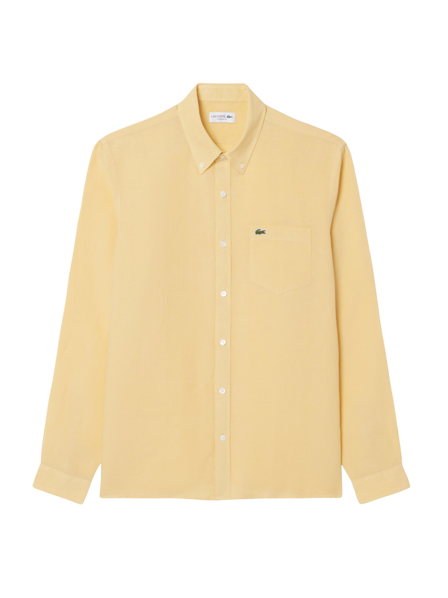 LACOSTE Regular Fit Linen Shirt Jaune