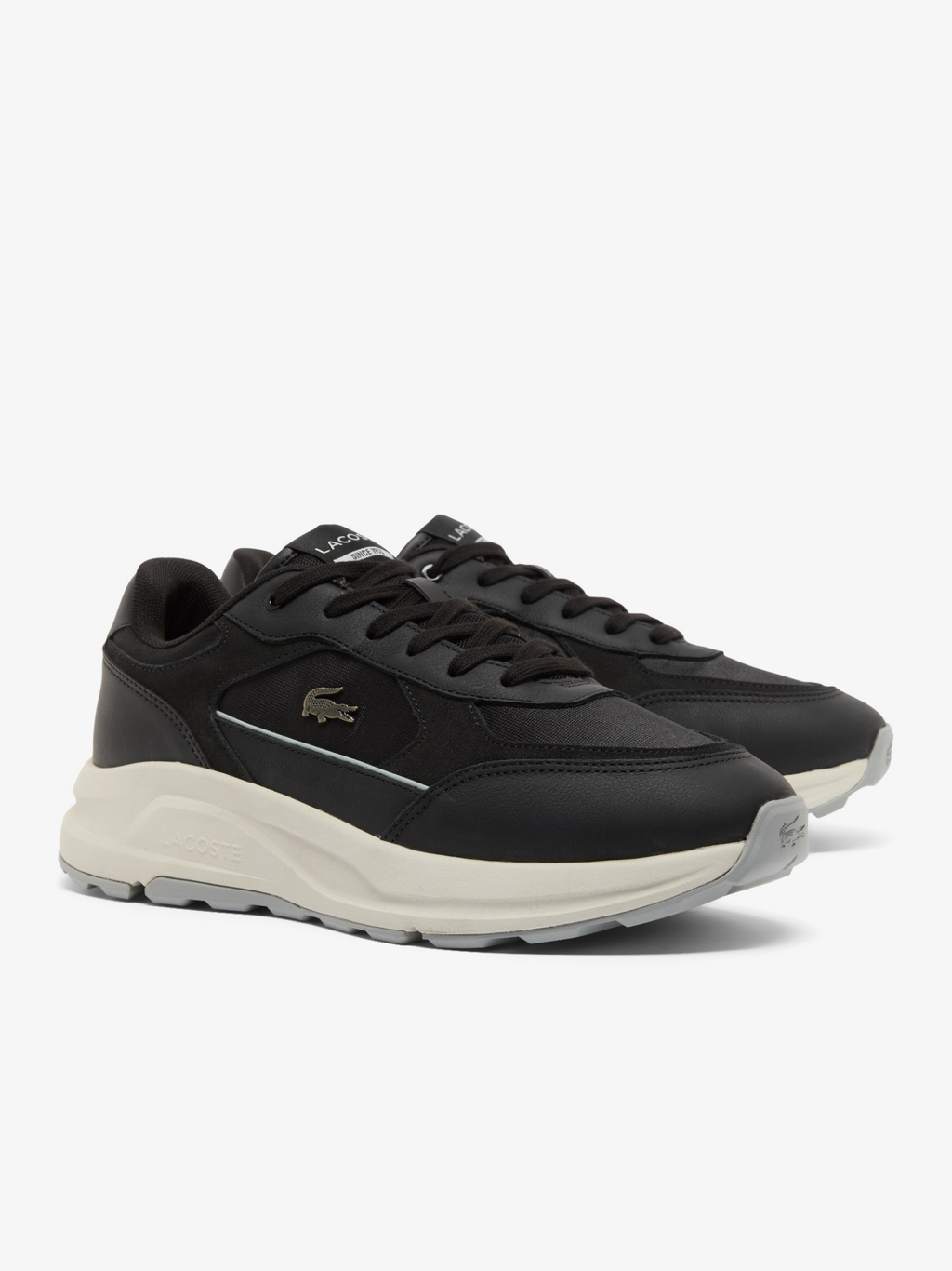 LACOSTE Run Set Suede Sneakers Black/Off White