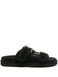 MOU WOMEN Low-Bio Double Buckle Sandals Black/Black