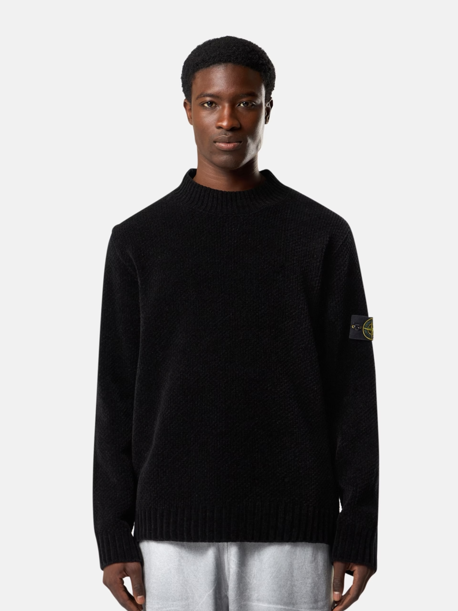 STONE ISLAND Knit Mock Neck Jumper Black