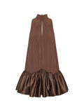 ROTATE BIRGER CHRISTENSEN WOMEN Gathered Mini Dress Dark Brown