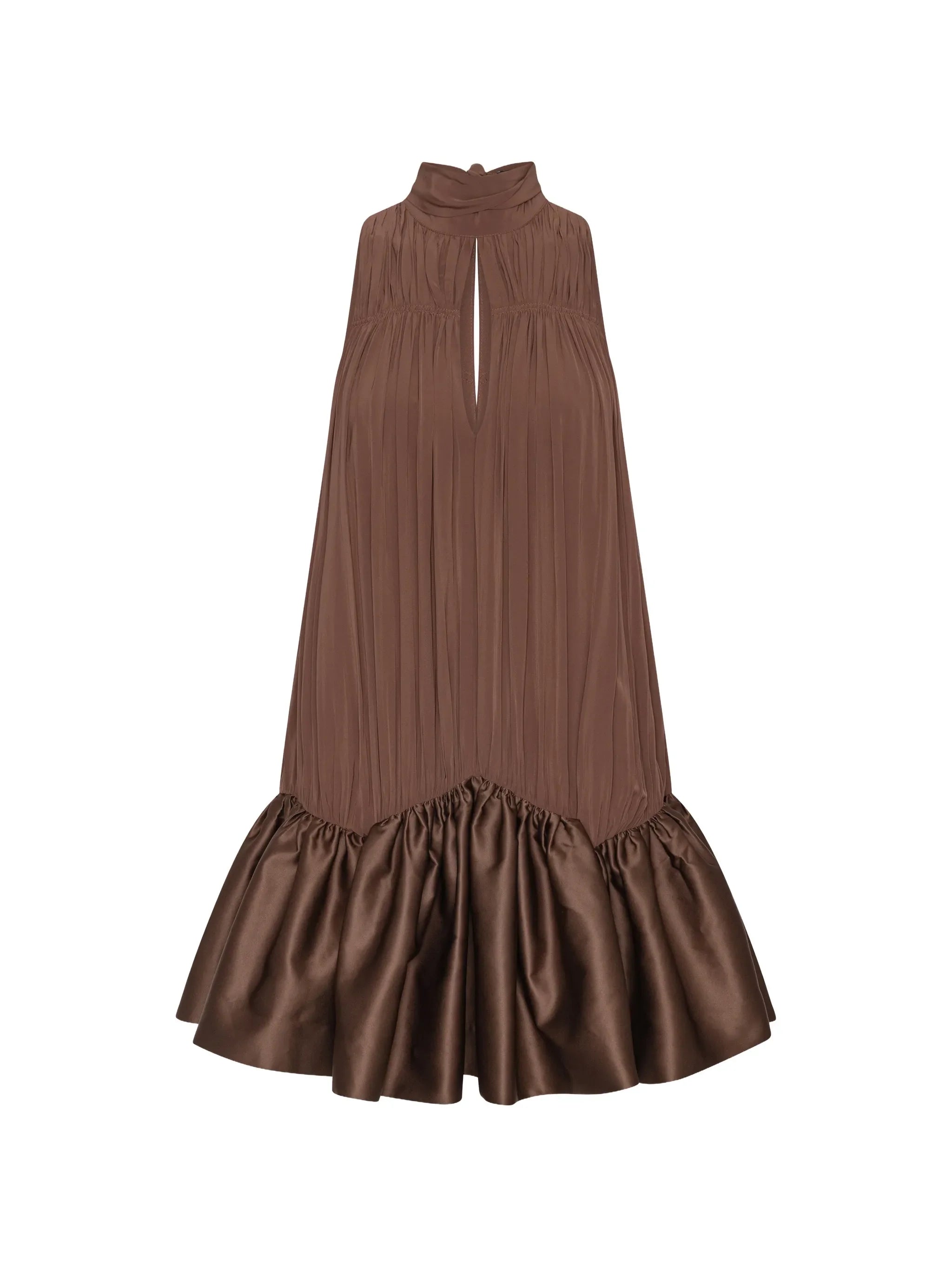 ROTATE BIRGER CHRISTENSEN WOMEN Gathered Mini Dress Dark Brown