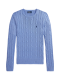RALPH LAUREN WOMEN Cable-Knit Cotton Crewneck Jumper New Litchfield Blue