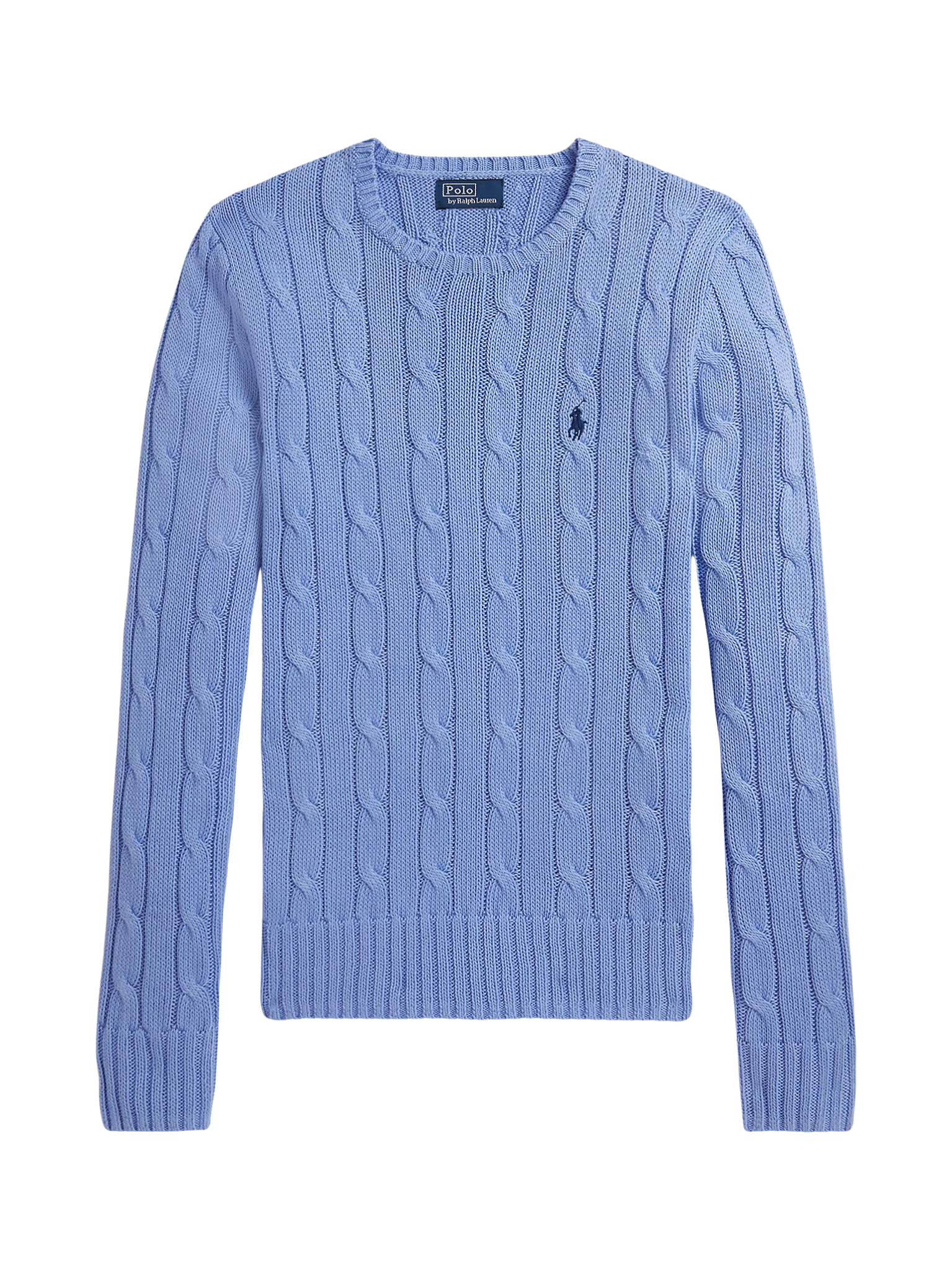 RALPH LAUREN WOMEN Cable-Knit Cotton Crewneck Jumper New Litchfield Blue