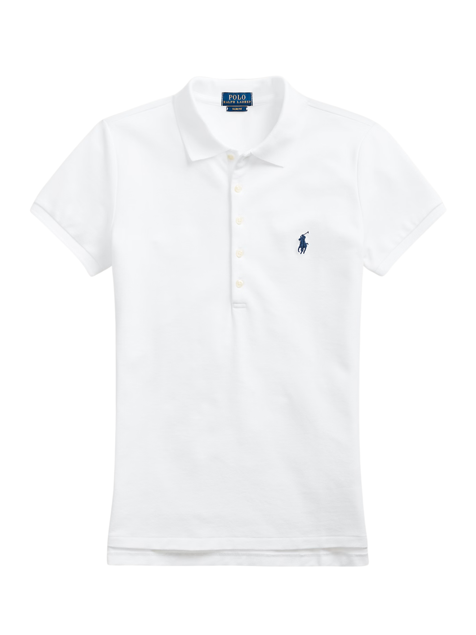 RALPH LAUREN WOMEN Slim Fit Stretch Polo Shirt White