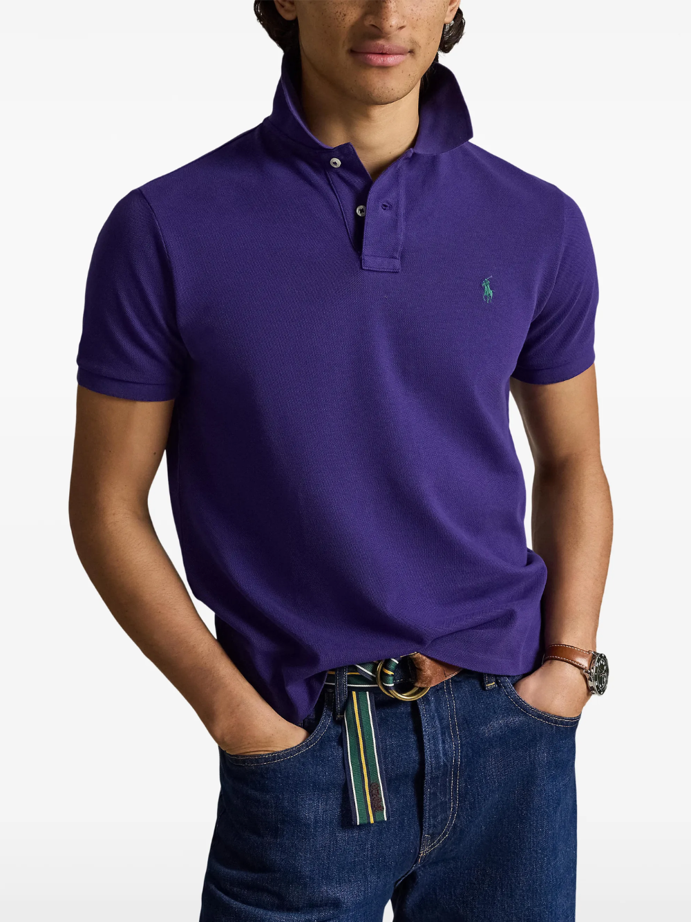 RALPH LAUREN The Iconic Custom Slim Fit Mesh Polo Medieval Purple