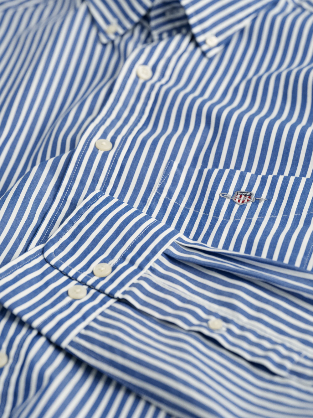 GANT Regular Fit Classic Striped Poplin Shirt College Blue