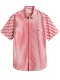 GANT Striped Classic Poplin Short Sleeve Shirt Rose Red