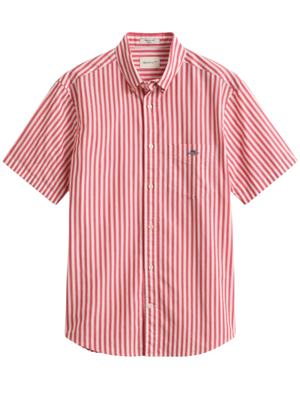 GANT Striped Classic Poplin Short Sleeve Shirt Rose Red