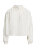 RALPH LAUREN WOMEN Pleated Cotton-Silk Blouse White