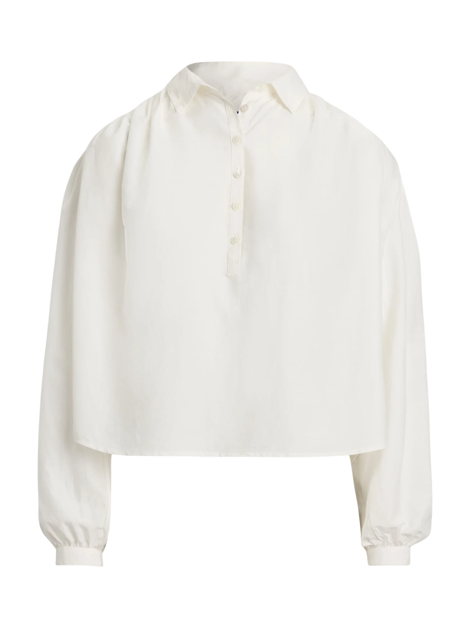 RALPH LAUREN WOMEN Pleated Cotton-Silk Blouse White