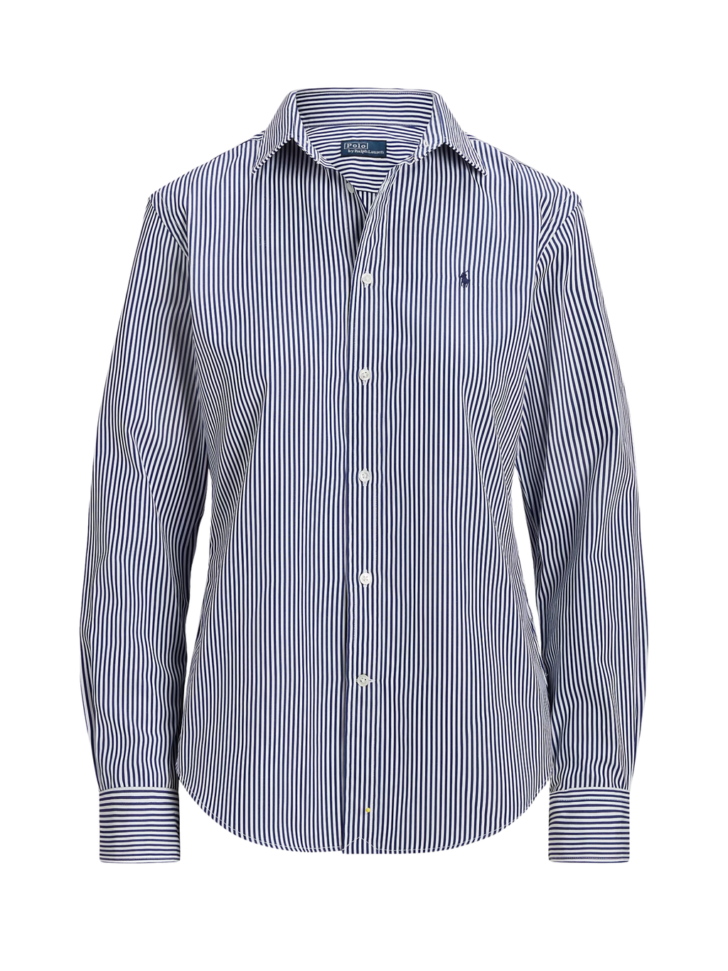 RALPH LAUREN WOMEN Slim Fit Striped Cotton Shirt White/Autumn Royal