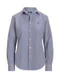 RALPH LAUREN WOMEN Slim Fit Striped Cotton Shirt White/Autumn Royal
