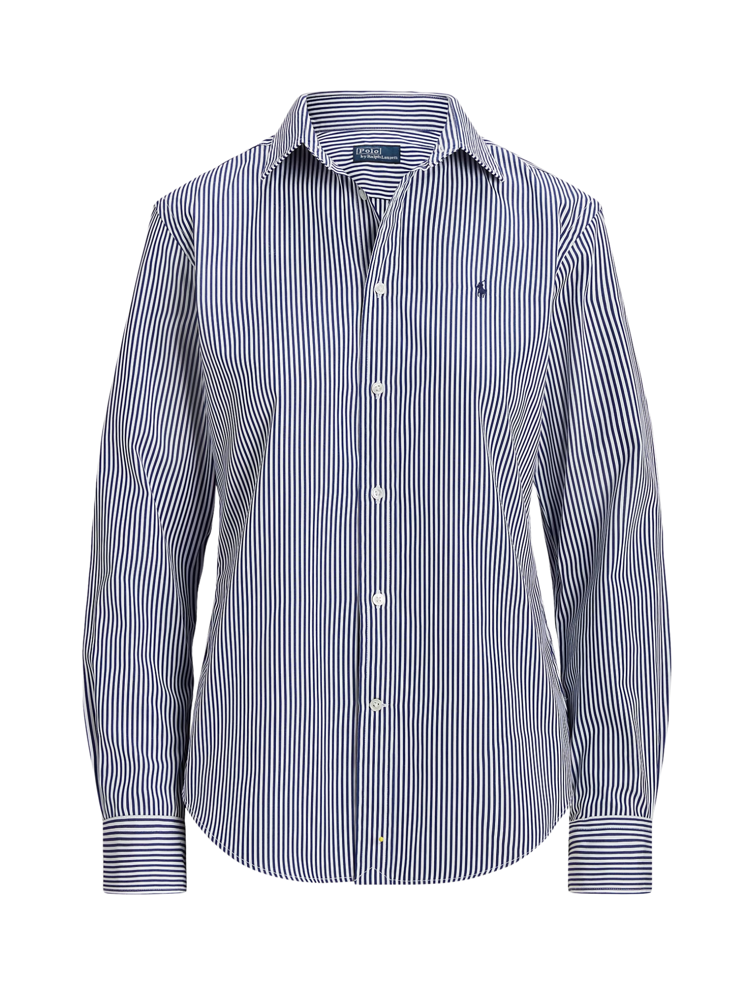 RALPH LAUREN WOMEN Slim Fit Striped Cotton Shirt White/Autumn Royal