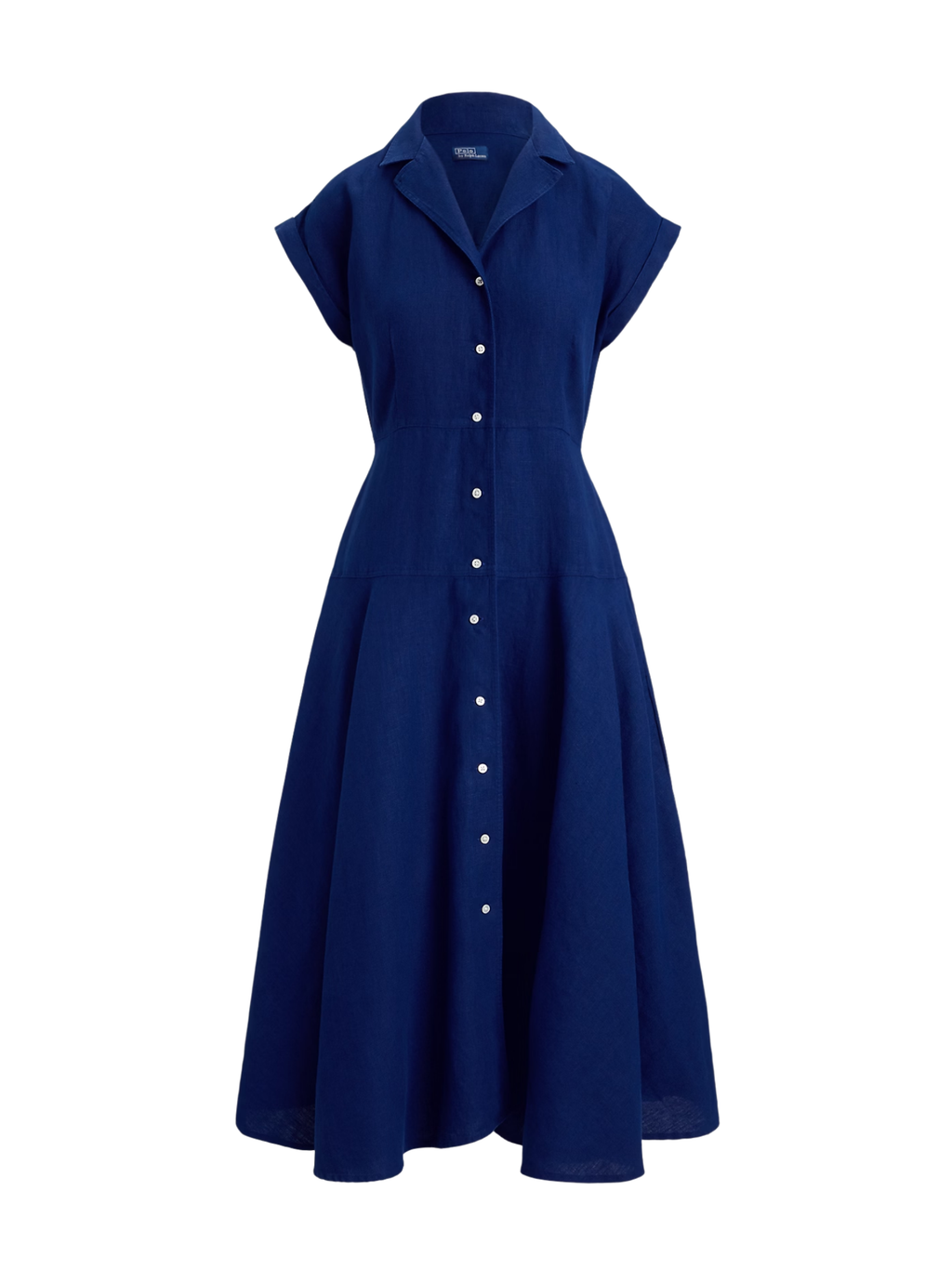 RALPH LAUREN WOMEN Linen Cap-Sleeve Shirt Dress East Side Royal