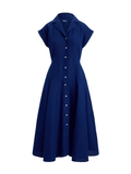 RALPH LAUREN WOMEN Linen Cap-Sleeve Shirt Dress East Side Royal