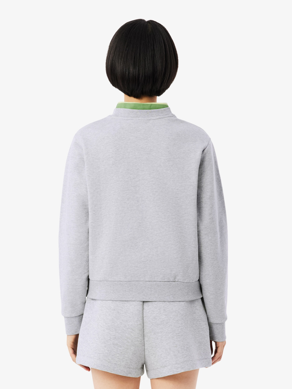 LACOSTE WOMEN Relaxed Fit Fleece Crew Neck Sweatshirt Light Grey
