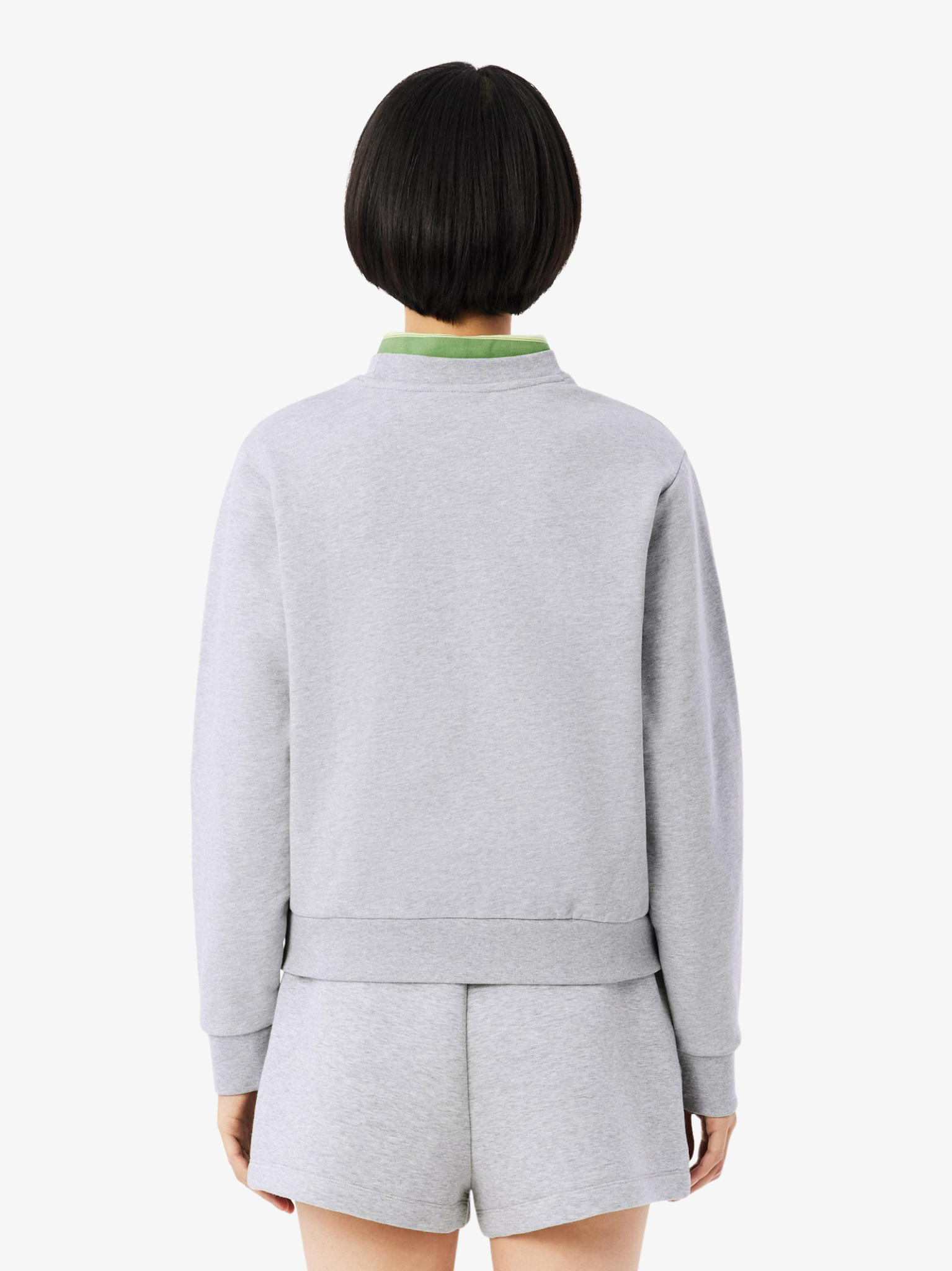 LACOSTE WOMEN Relaxed Fit Fleece Crew Neck Sweatshirt Light Grey