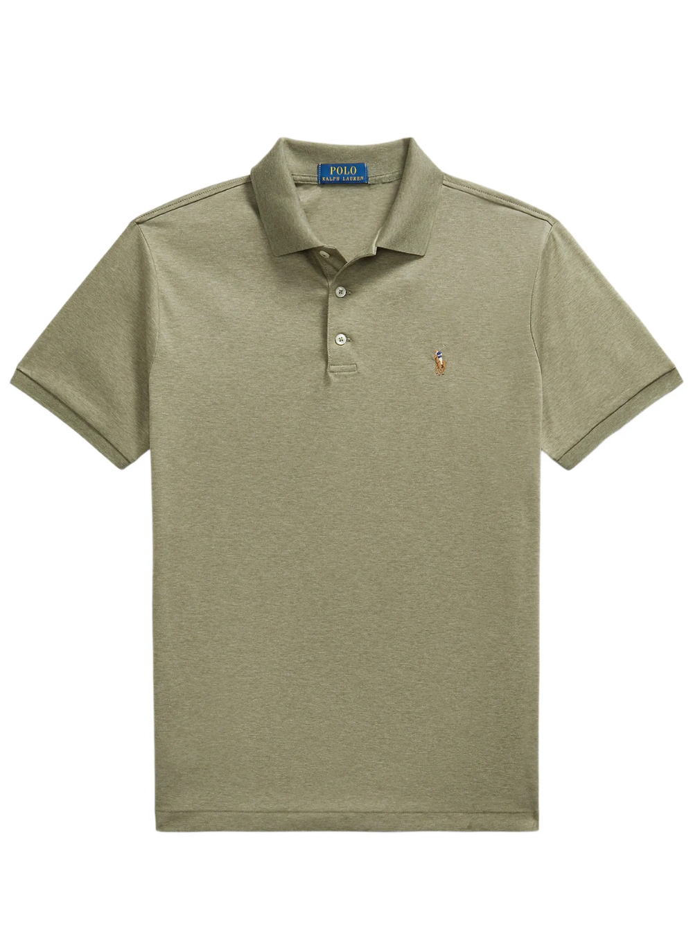 RALPH LAUREN Custom Slim Fit Soft Cotton Polo Shirt Light Green Heather