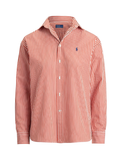 RALPH LAUREN WOMEN Relaxed Fit Striped Cotton Shirt Orange/White