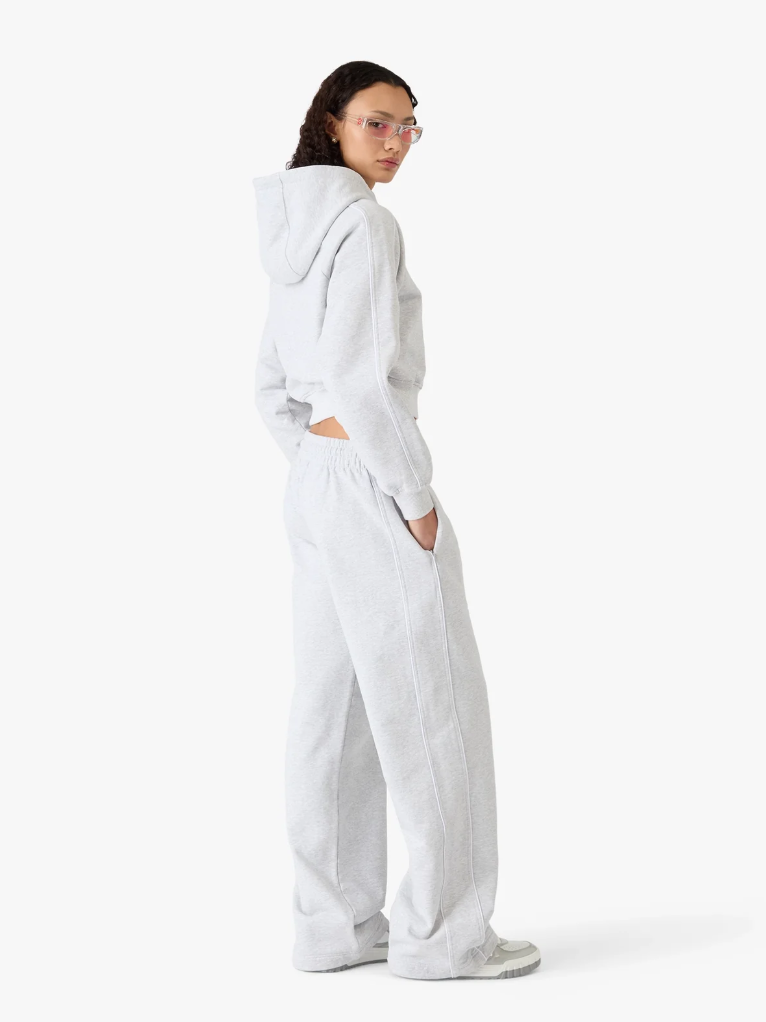 CASABLANCA WOMEN Embroidered Cropped Sweatpants Grey