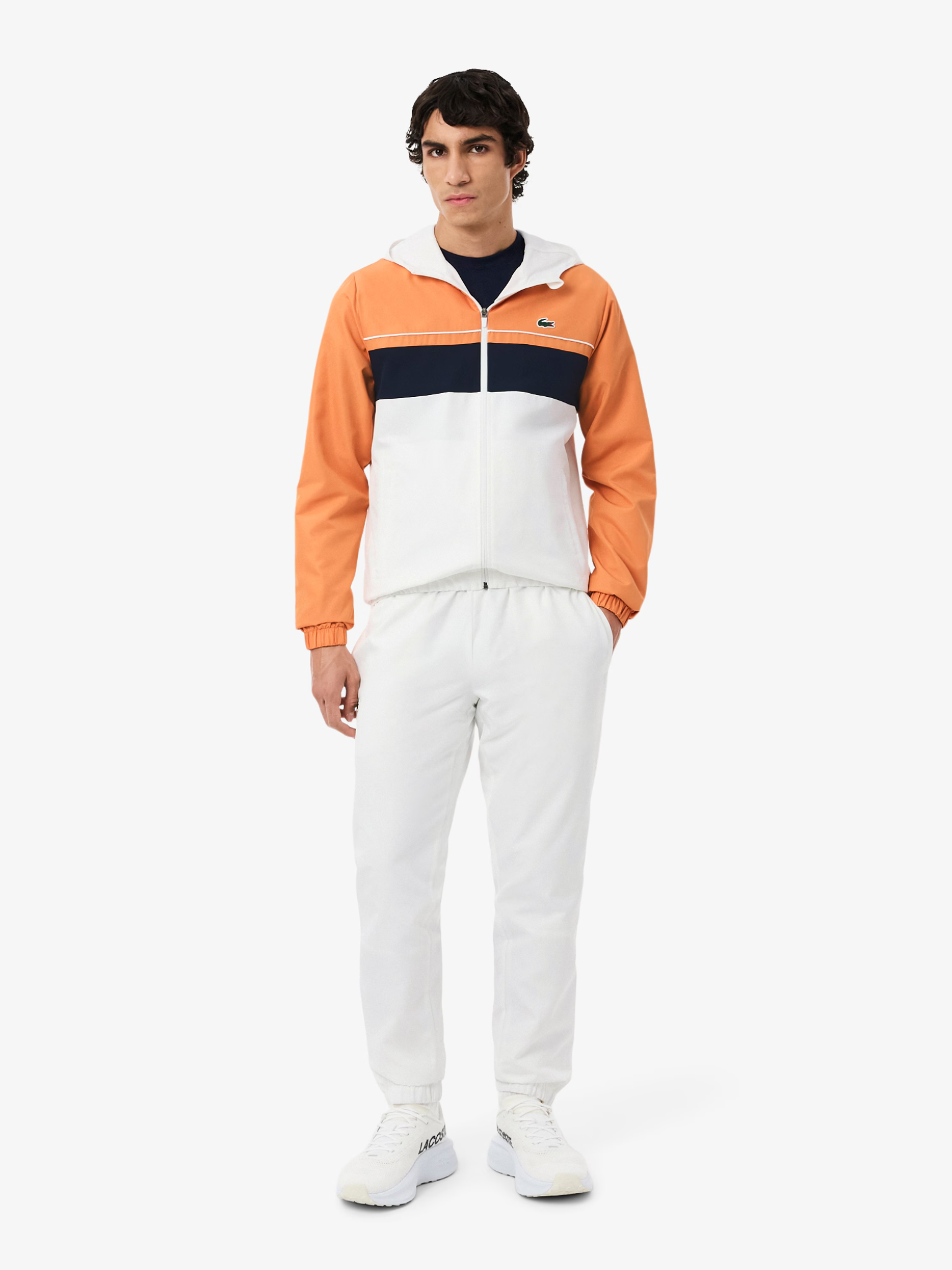 LACOSTE Diamond Taffeta Sport Tracksuit White/Orange