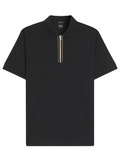 BOSS H-Paras Mercerised-Cotton Polo Shirt With Zip Placket Black