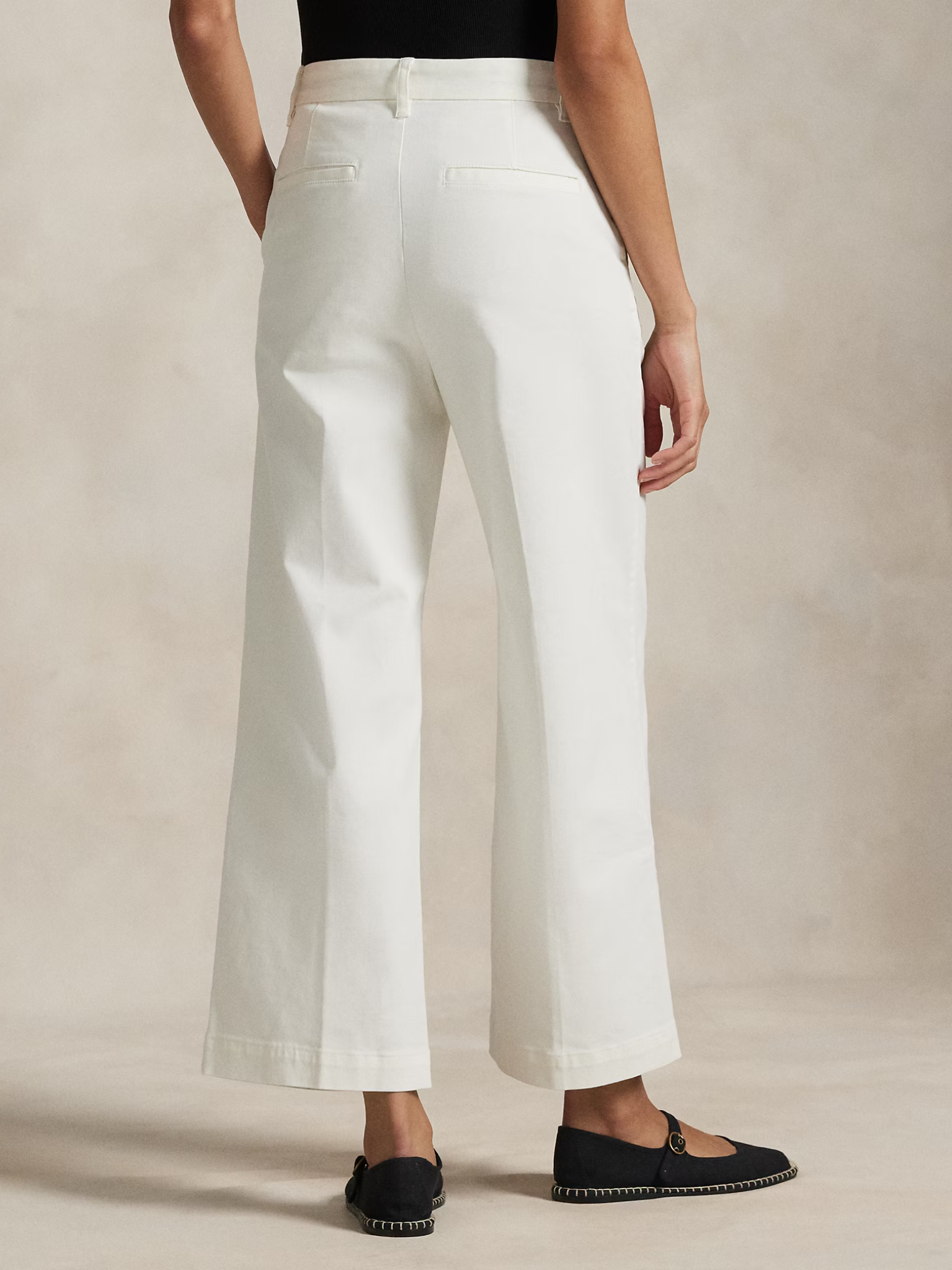 RALPH LAUREN WOMEN Chino Wide-Leg Trousers Warm White