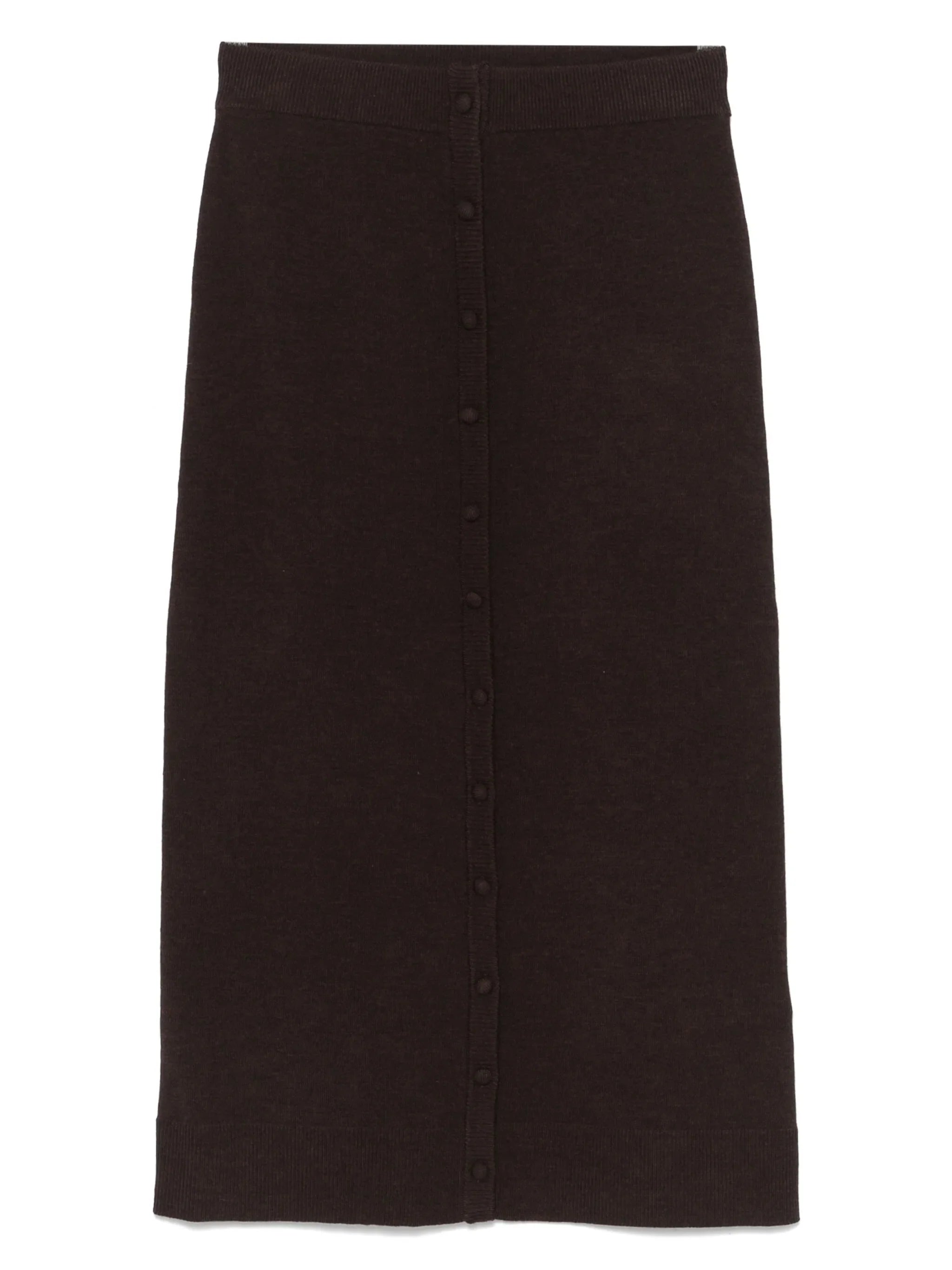 VICTORIA BECKHAM WOMEN Button Detail Midi Skirt Dark Chocolate