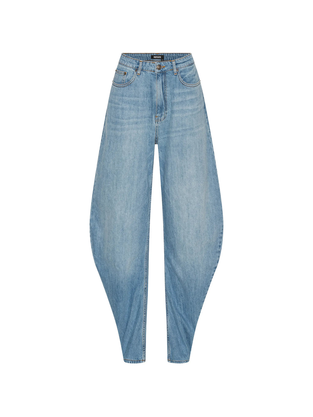 ROTATE BIRGER CHRISTENSEN WOMEN Draped Barrel Leg Jeans Light Blue Denim