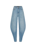 ROTATE BIRGER CHRISTENSEN WOMEN Draped Barrel Leg Jeans Light Blue Denim