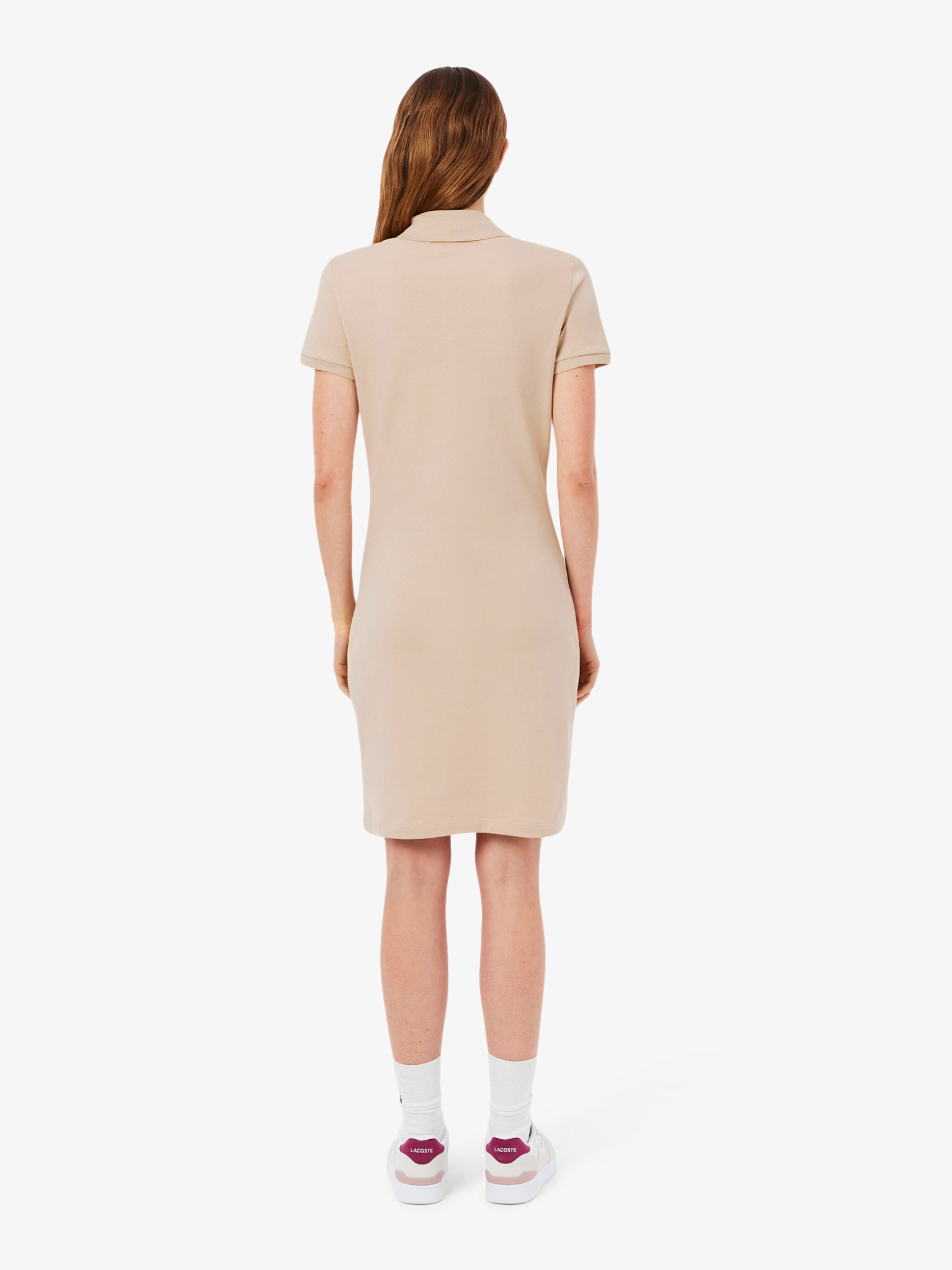 LACOSTE WOMEN Slim Fit Stretch Mini Piqué Polo Dress Beige