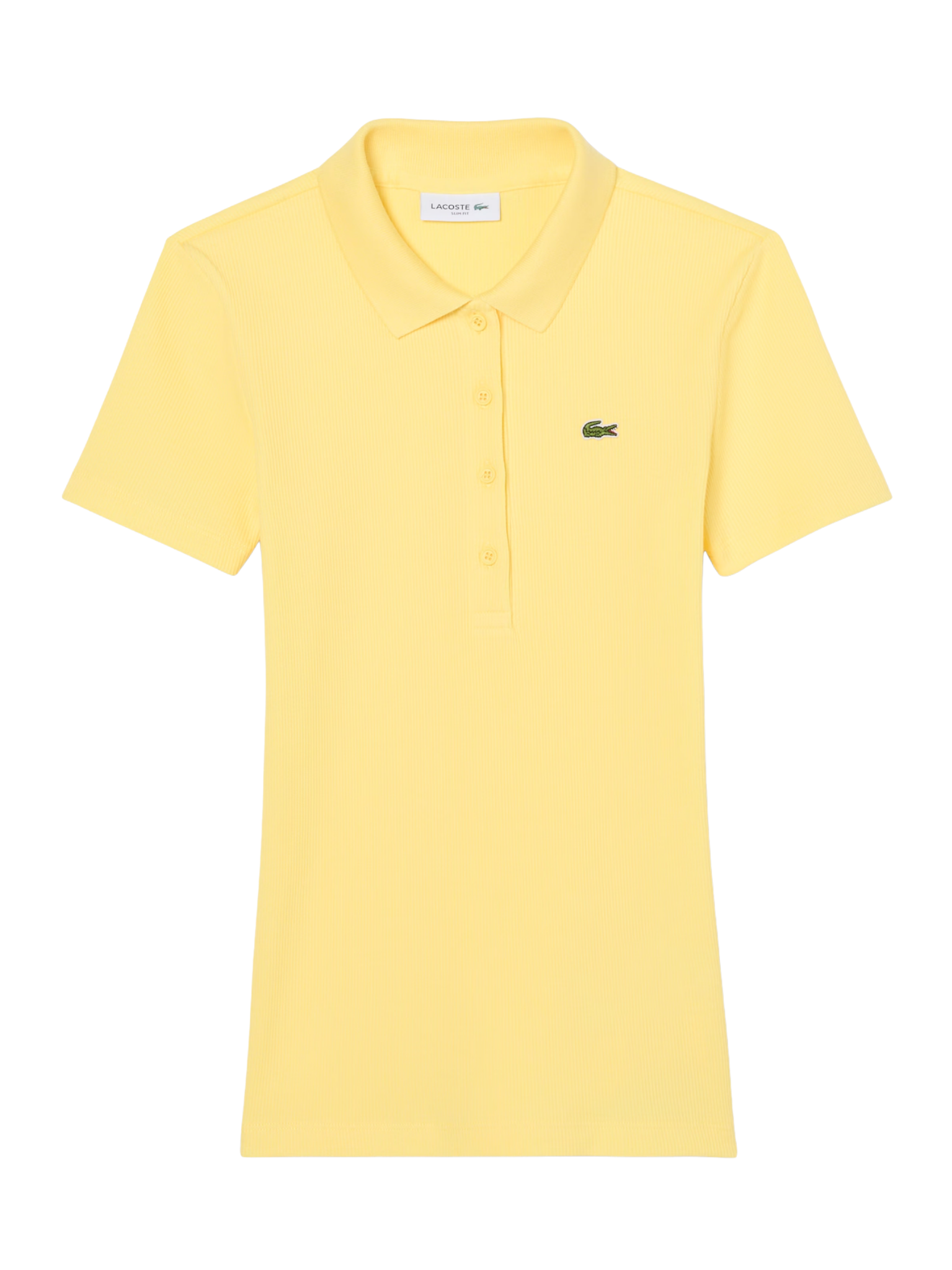 LACOSTE WOMEN Slim Fit L.12.D Ribbed Cotton Polo Shirt Pastel Yellow