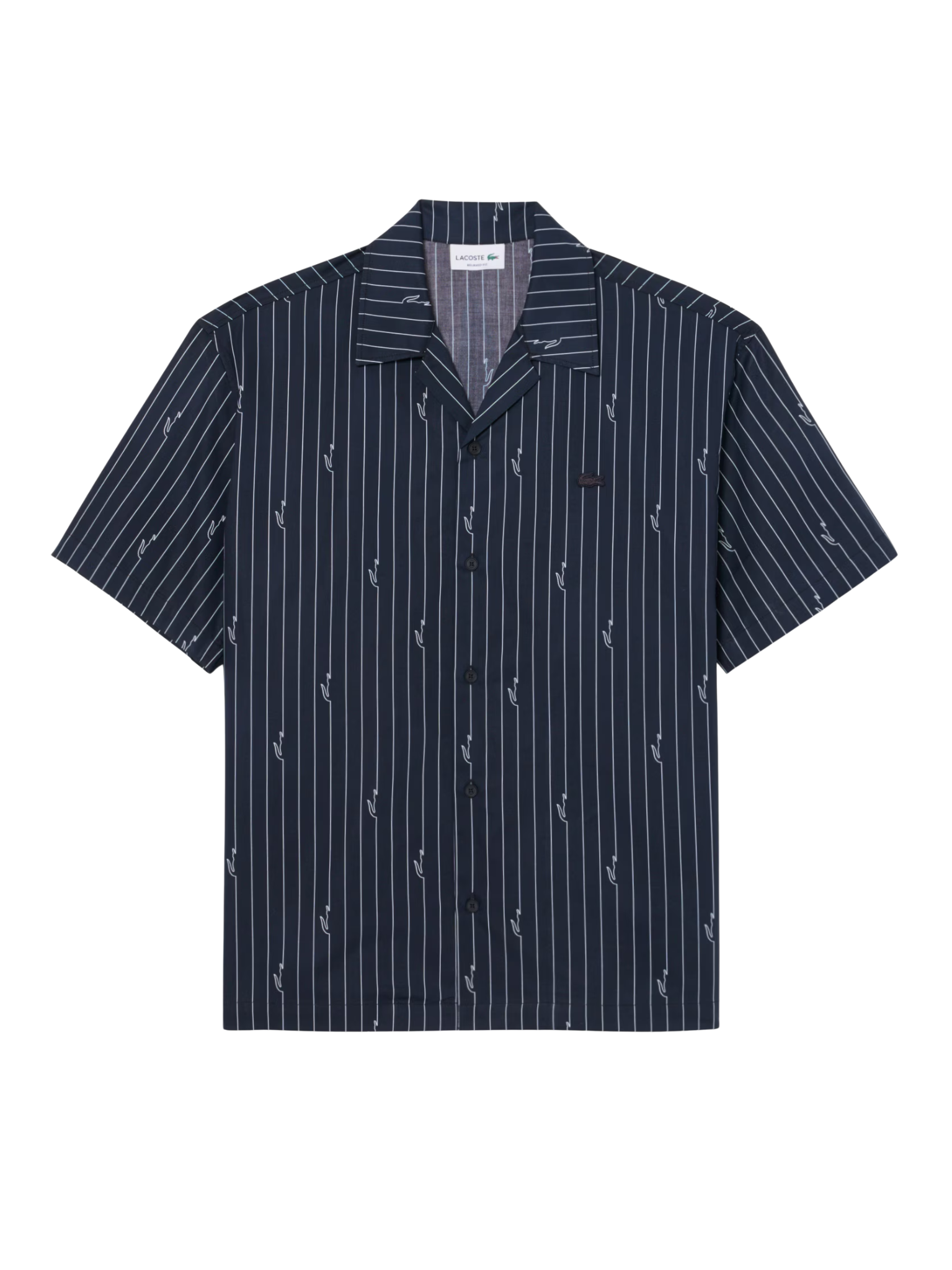LACOSTE Relaxed Fit Print Twill Shirt Black