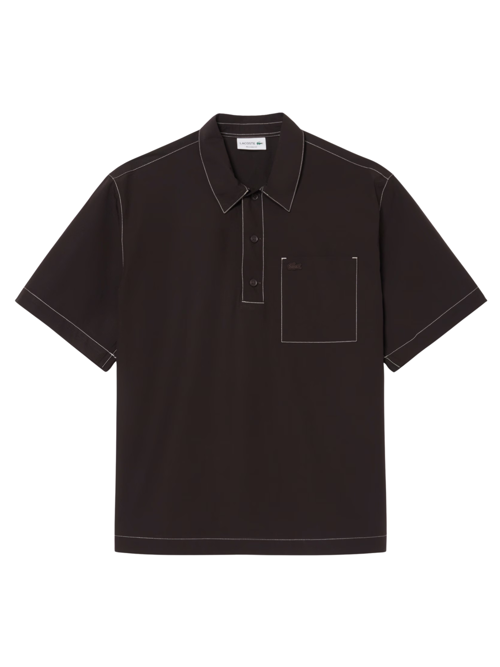 LACOSTE Relaxed Fit Short Sleeved Poplin Shirt Brown