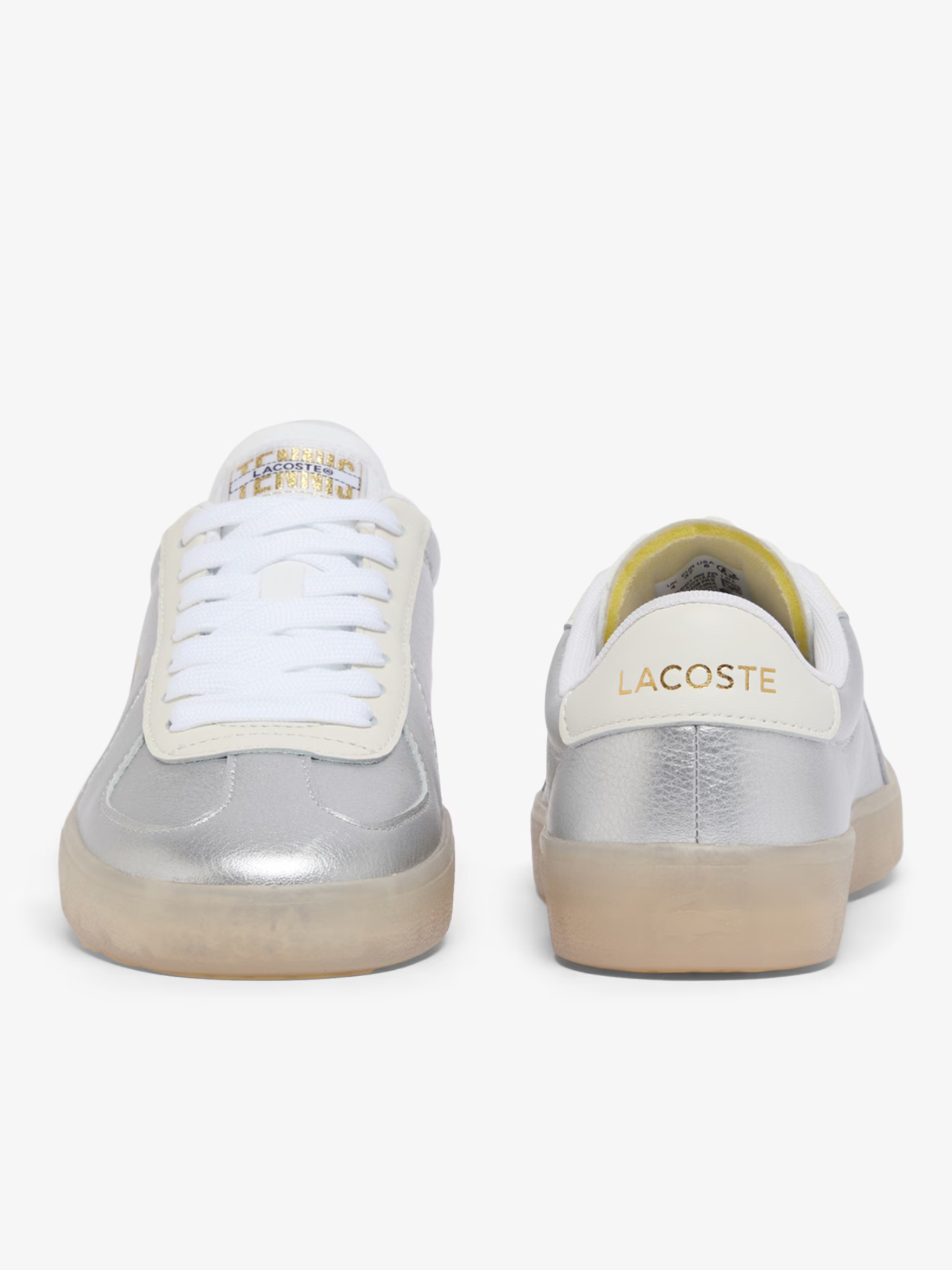 LACOSTE WOMEN Baseshot Pro Leather Sneakers Silver/White