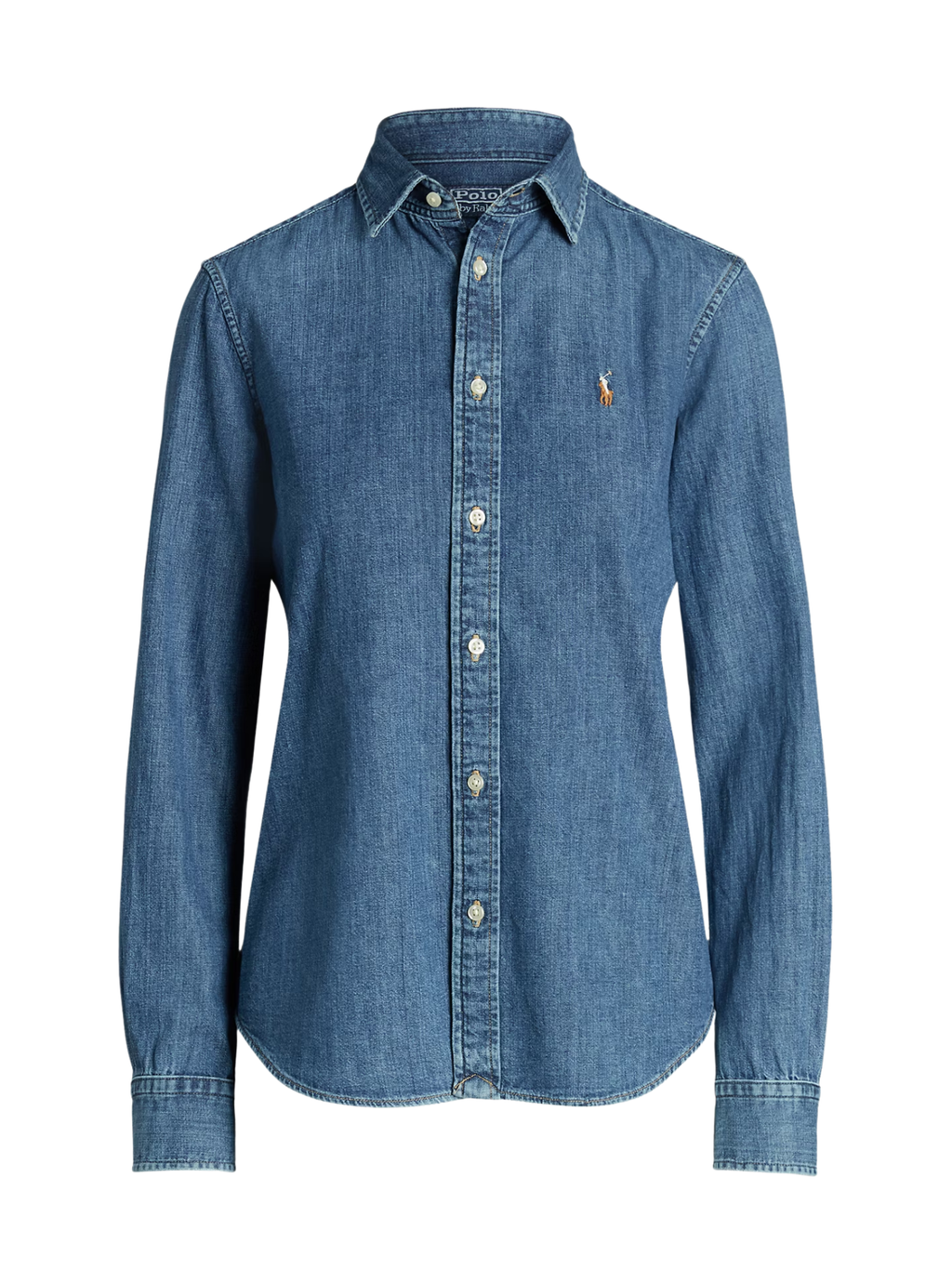 RALPH LAUREN WOMEN Slim Fit Denim Shirt Merced Wash