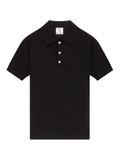 CASABLANCA Pointelle Monogram Short Sleeve Polo Shirt Black