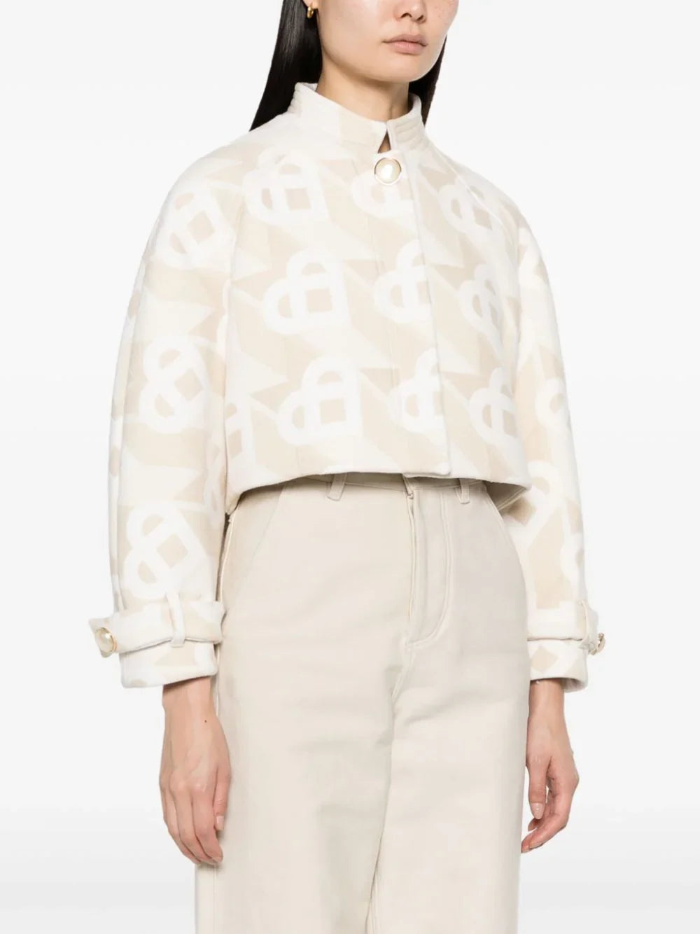 CASABLANCA WOMEN Short Suit Cropped Jacket Heart Monogramme Off-White