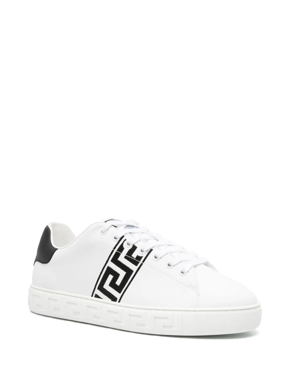 Versace Greca-embroidered leather sneakers