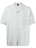 ALPHA TAURI Knitted Patch-Pocket Button-Up Shirt Sage Green