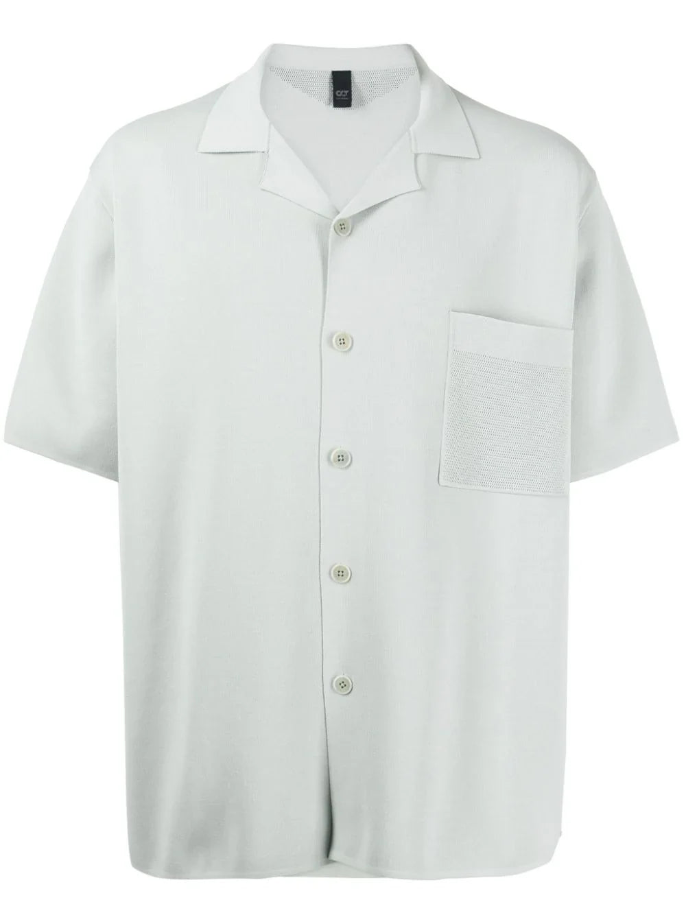 ALPHA TAURI Knitted Patch-Pocket Button-Up Shirt Sage Green