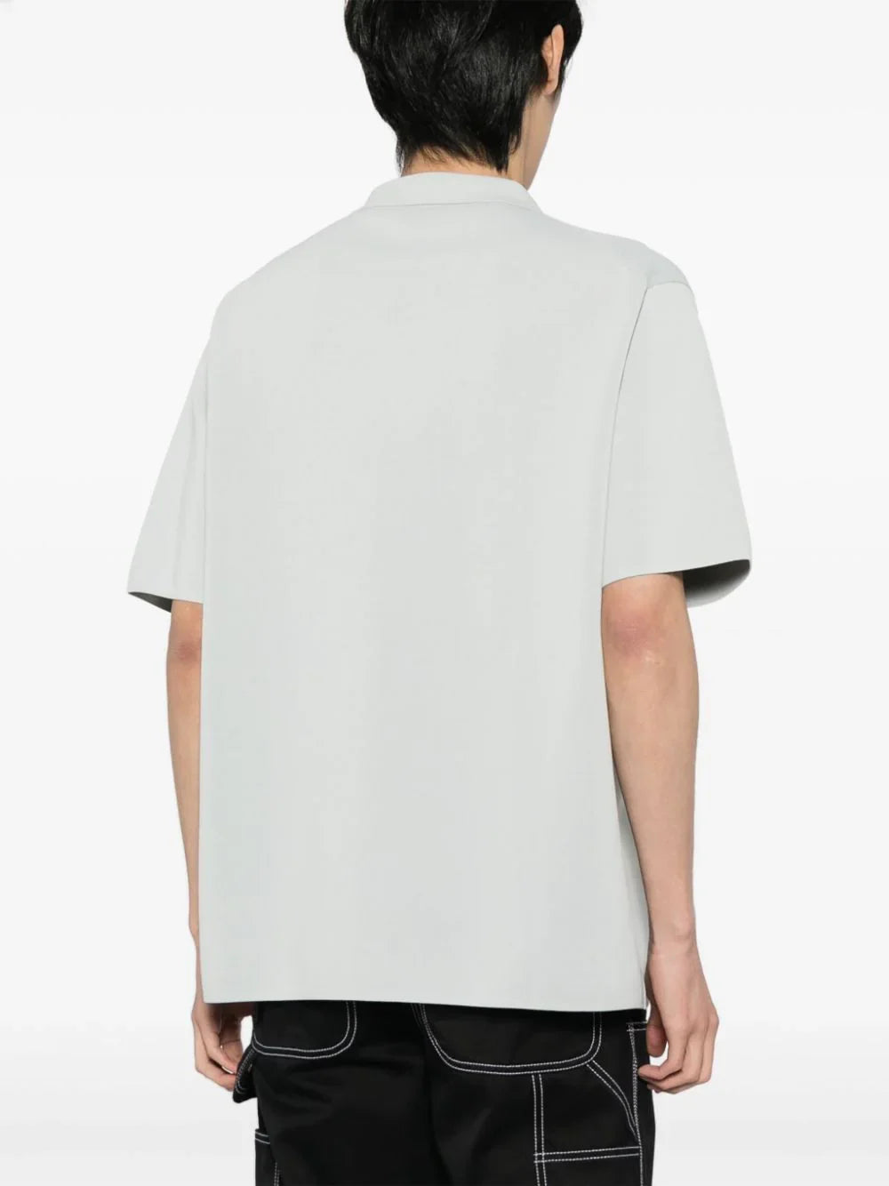 ALPHA TAURI Knitted Patch-Pocket Button-Up Shirt Sage Green